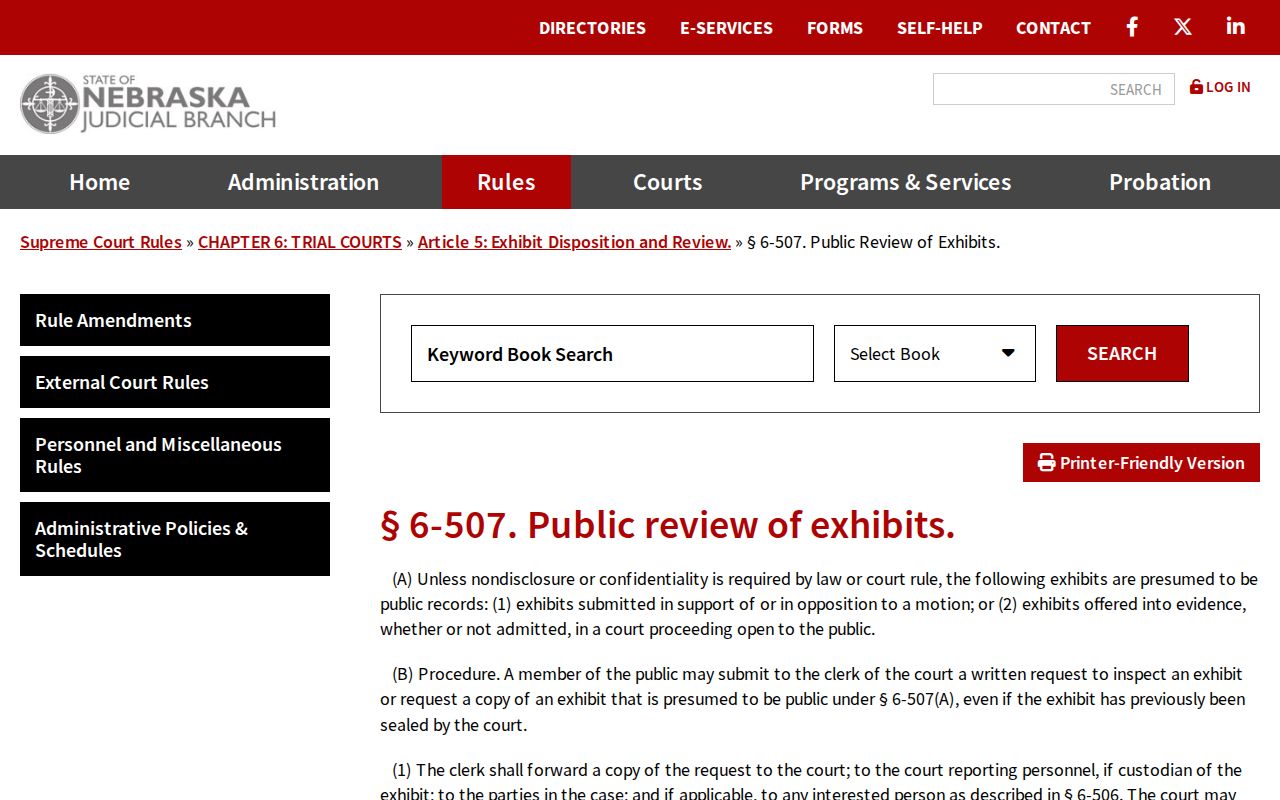 Pierce County civil dockets Nebraska exhibit review rule