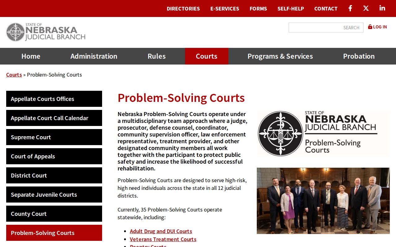 Pierce County court calendar Nebraska problem-solving courts information