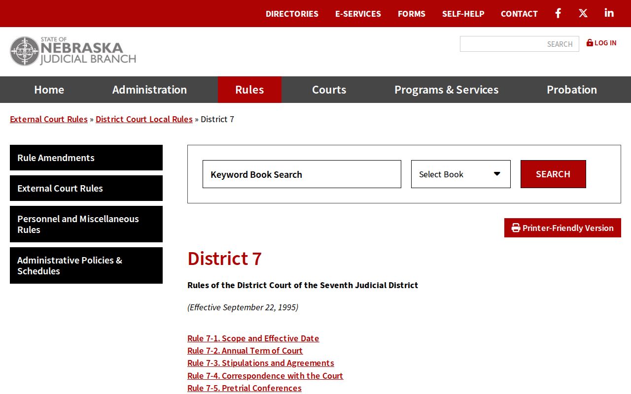 Pierce County court calendar Seventh Judicial District local rules