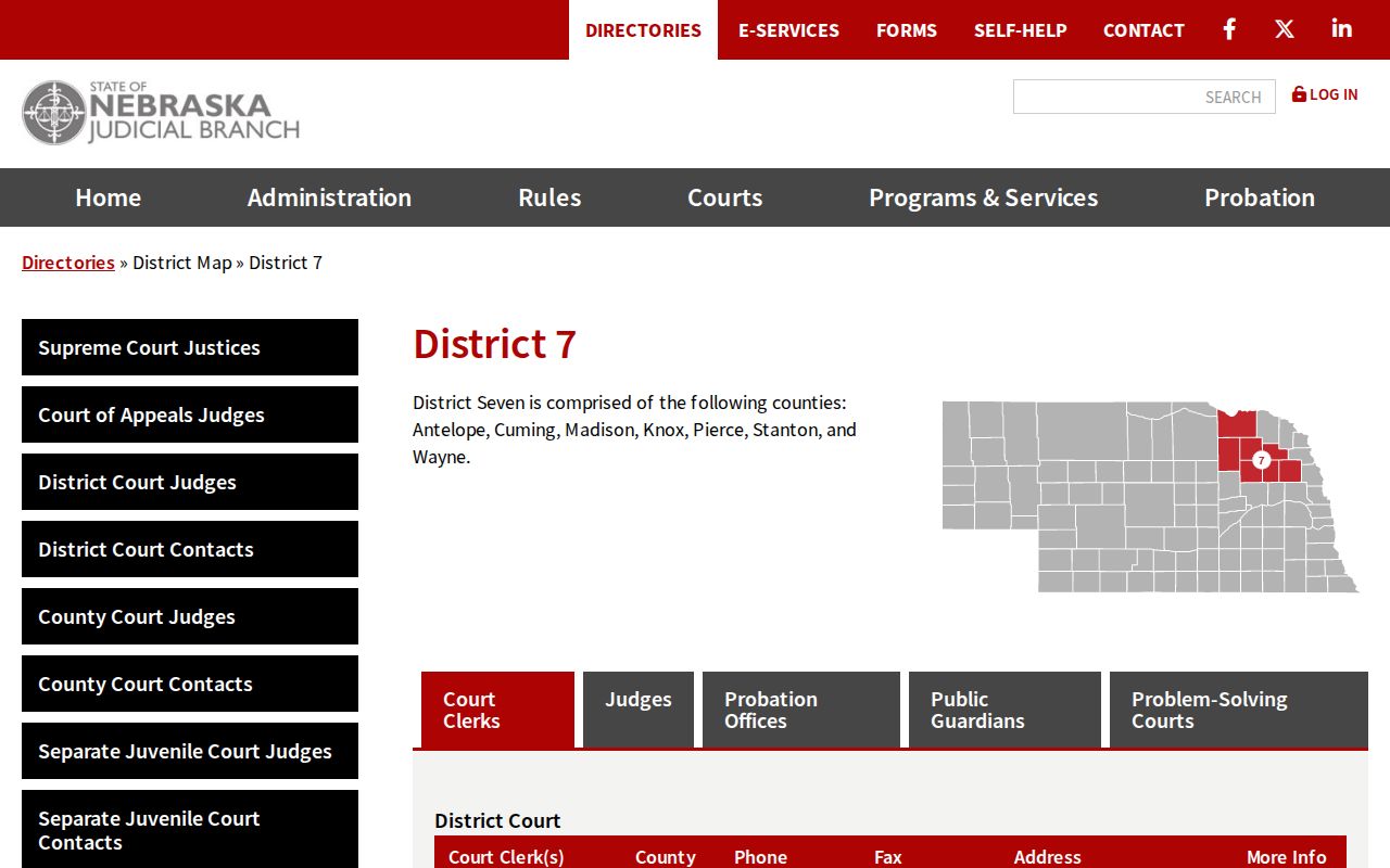 Pierce County criminal dockets Seventh Judicial District directory