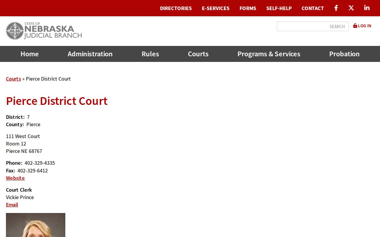 Pierce County court docket information from the Pierce District Court directory