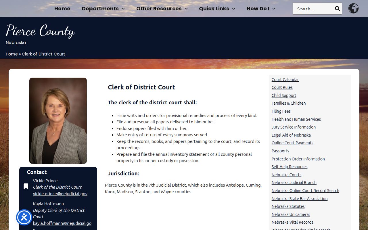 Pierce County court docket records at the Clerk of the District Court