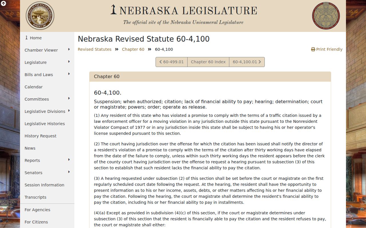 Pierce County traffic court records Nebraska failure to comply statute